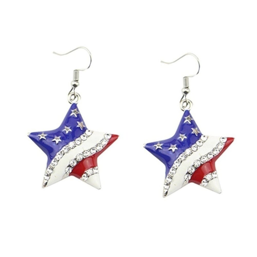 United States of America Star Earrings, Fourth, 4th of July, American Flag, USA‎